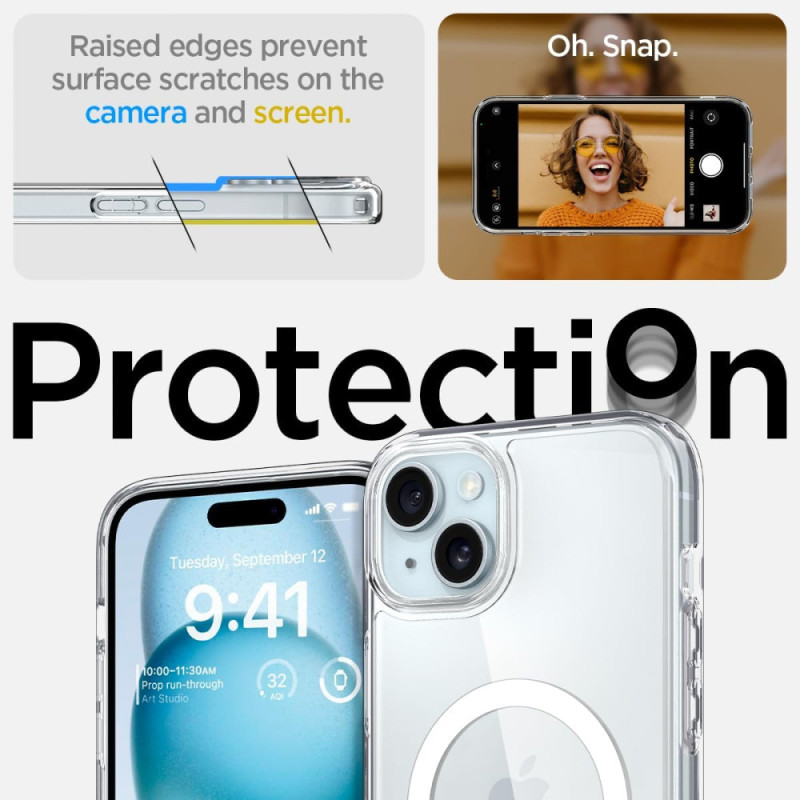 Spigen Чехол для Apple iPhone 15 Ultra Hybrid MagFit, White (ACS06802)