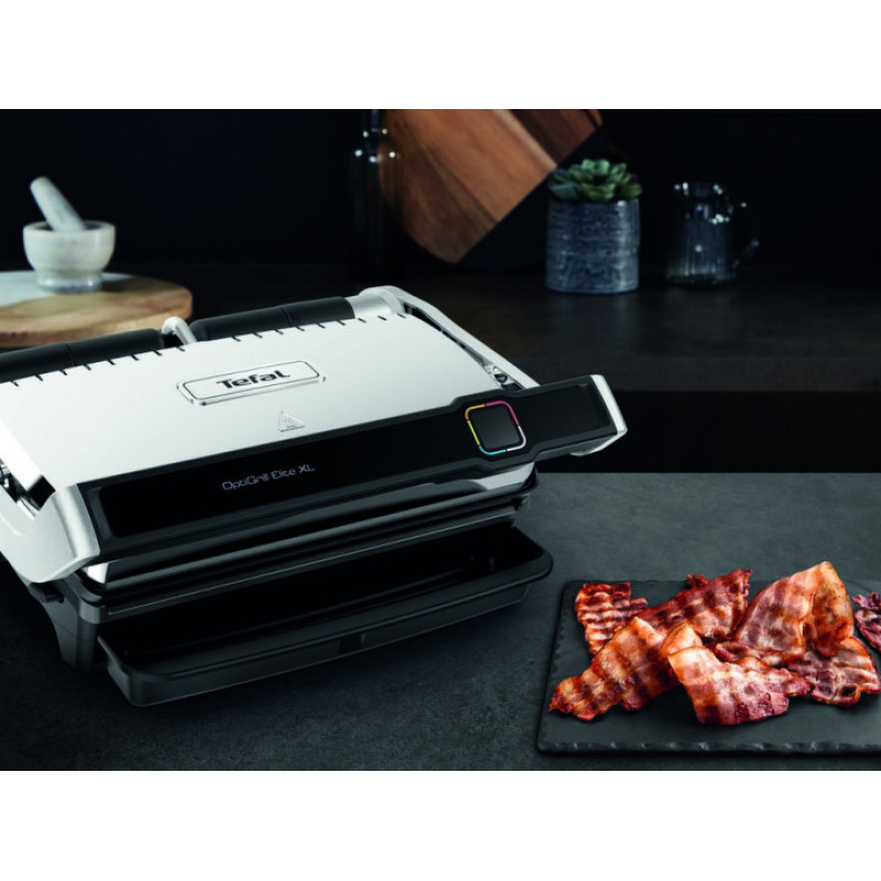 Tefal grill clamping OptiGrill Elite XL, 2200W, temp. regimes-16, removable plates, metal (GC760D30)