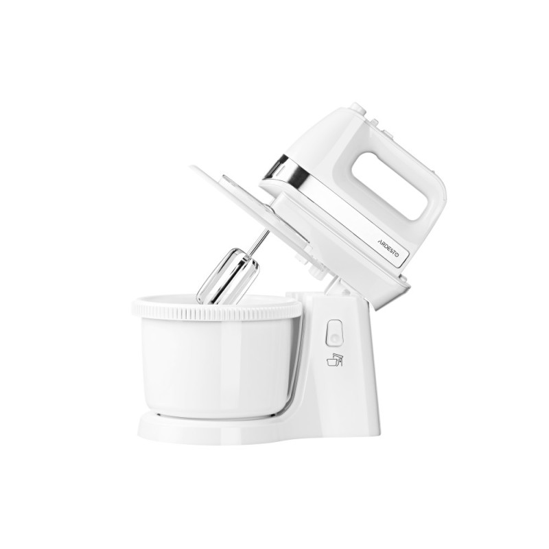 ARDESTO hand mixer with a bowl, 500W, nozzles-4 beaters, bowl-plastic, 3.2L, turbo mode, white (KSTM-500W)