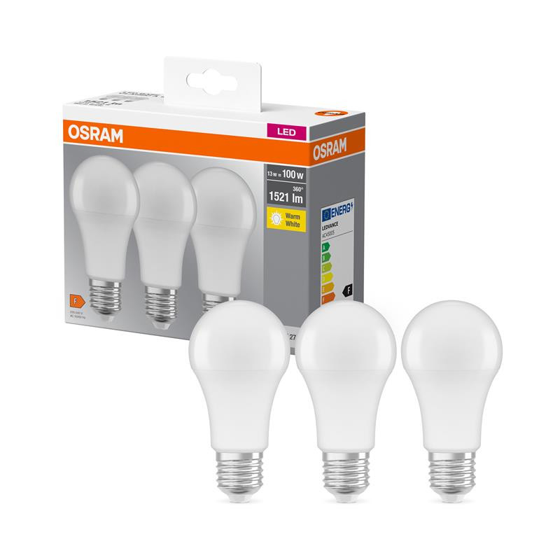 Osram Набір ламп 3шт LED E27 13Вт 2700К 1520Лм A60 (4058075819412)