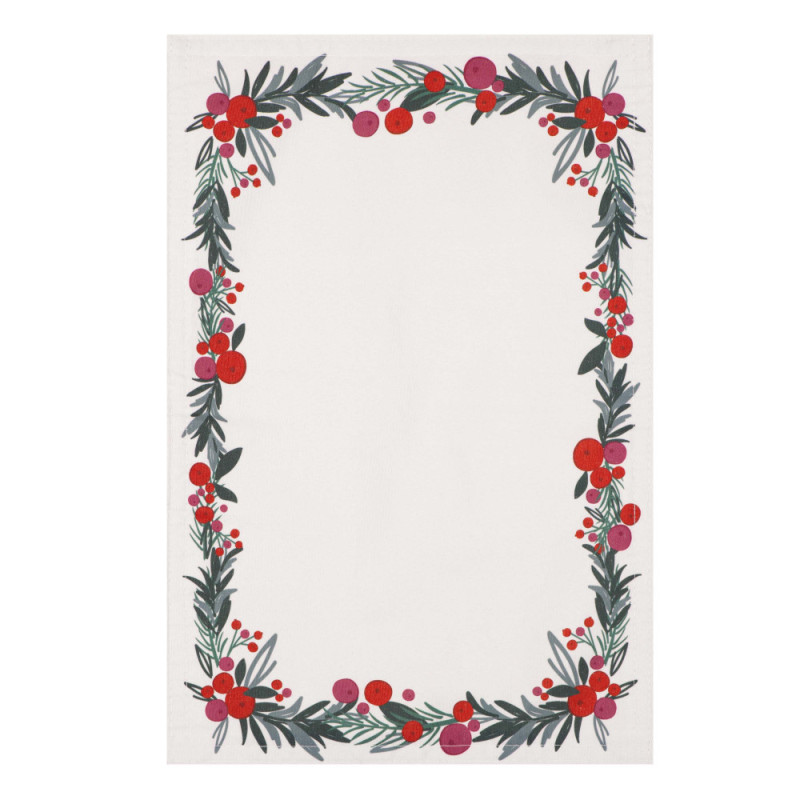 ARDESTO Serving napkin Happy Holidays 30х45cm, 90% polyester, 10% cotton, white wreath (ART06HH)