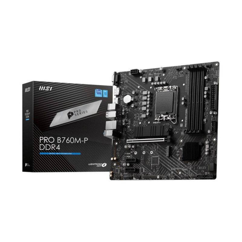 MSI Motherboard PRO B760M-P DDR4 s1700 B760 4xDDR4 M.2 HDMI DP D-Sub mATX (911-7E02-020)