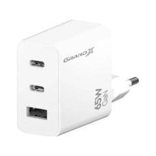 Зарядное устройство Grand-X GaN 2xUSB-C + 1xUSB 65W PD3.0 QC4.0 AFC SCP FCP white (CH-990W)