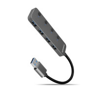 Концентратор AXAGON USB 3.1 to 4xUSB 3.0 0.2m switch black (HUE-MSA)