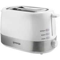 Gorenje Тостер, 850Вт, пластик/ металл , функц. розморож, автовідключення, білий (T850WE)