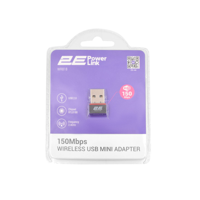2E PowerLink WR818 N150, Pico, USB 2.0 WiFi-adapter (2E-WR818)