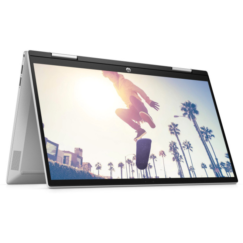 Ноутбук HP Pavilion x360 14-ek2020ua (A0NK3EA); 14" FullHD (1920x1080) IPS LED глянцевый сенсорный , Intel Core 3 100U (1.2 - 4.7 ГГц) , RAM 8 ГБ (Max 8 ГБ) , SSD 512 ГБ , Intel Graphics , без ОП , Wi-Fi , BT , веб-камера , DOS , 1.51 кг , серебристый , подсветка клавиатуры , сканер отпечатков пальцев