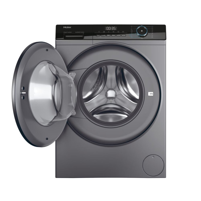 Haier WM front load, 9kg, 1400, A+++, 60m, display, steam, invertor, black door, direct motion, silver (HW90-B14939S8)