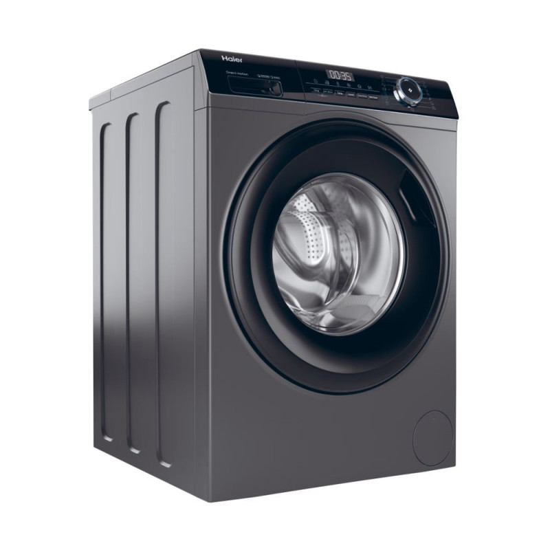 Haier WM front load, 9kg, 1400, A+++, 60m, display, steam, invertor, black door, direct motion, silver (HW90-B14939S8)