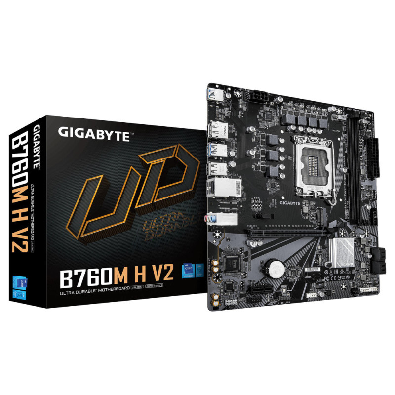 Gigabyte Материнская плата B760M H V2 s1700 B760 2xDDR4 M.2 HDMI DP mATX (B760M_H_V2)