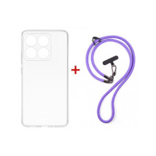 Чехол для мобильного телефона Dengos Case + Cross-body Strap Motorola G17/G17 Power Clear+Purple (DG-KM-CCRB-32)