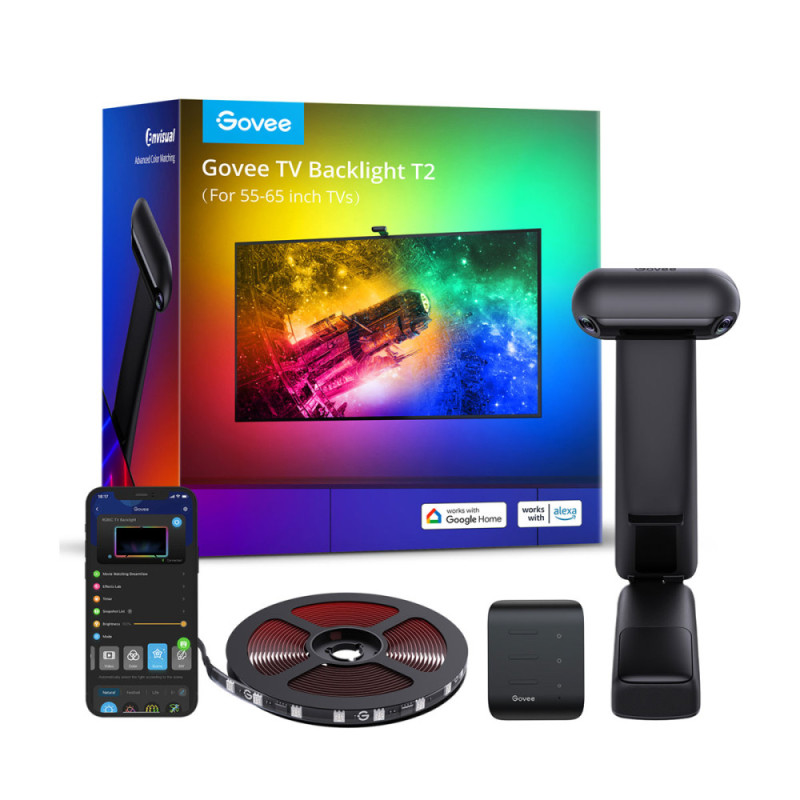 Govee Набор адаптивной подсветки H605C Envisual TV Backlight T2 with Dual Cameras 75-85'' RGB Черный (H605C312)