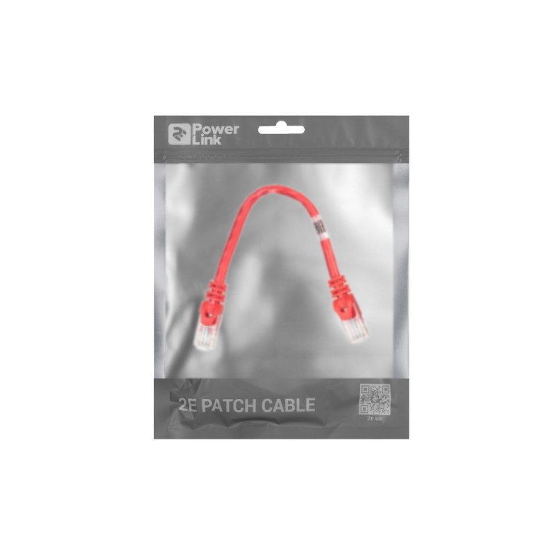 2E Cat 6, UTP, RJ45, 26AWG, 7/0.16 Cu, 0.20 m, PVC, Red (2E-PC6COP-020RD)