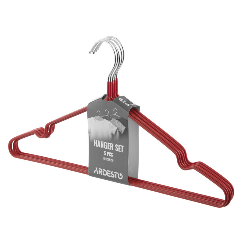 ARDESTO Hanger Set 40.5cm, 5pcs, metal, PVC, red (ARHC2805R)