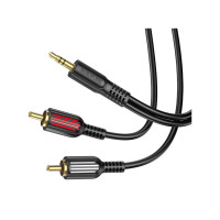 Кабель мультимедийный 3.5mm M to 2xRCA M 1.5m Black BOROFONE (6974443382204)