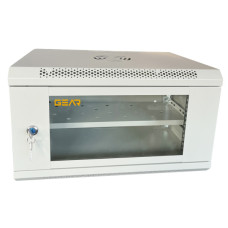 Шкаф настенный GEAR 6U 19" 600x450x350 мм, + полка 19", grey (GWMSN-6U-600-450G)