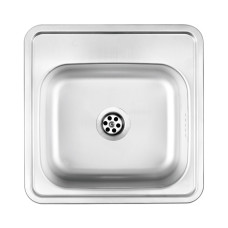 Deante Kitchen sink Techno, stainless steel, square, without wing, 380x390x150mm, bowl - 1, overhead, stainless (ZMU_3100)