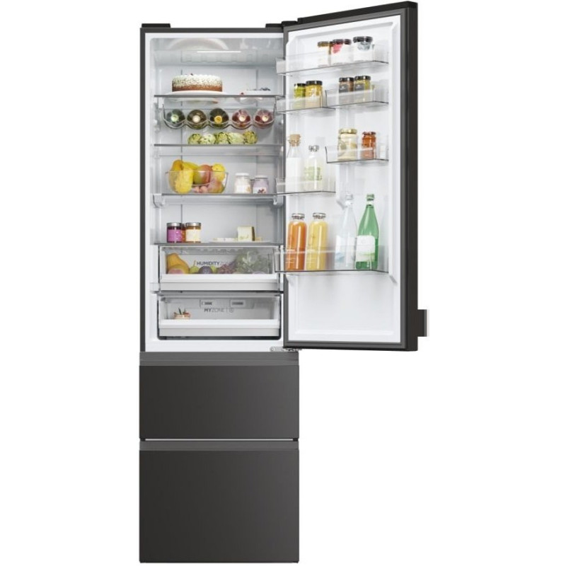 Haier Холодильник многодверный, 205x59.5х65.7, холод.отд.-289л, мороз.отд.-125л, 3дв., А++, NF, инв., дисплей, нулевая зона, черный (HTW5620DNPT)