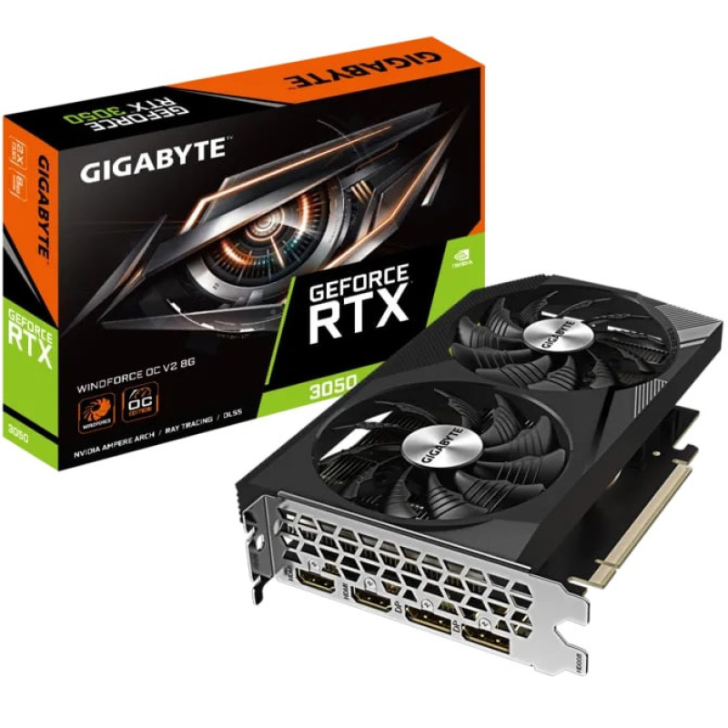 Gigabyte Видеокарта GeForce RTX 3050 8GB GDDR6 WINDFORCE OC (GV-N3050WF2OCV2-8GD)