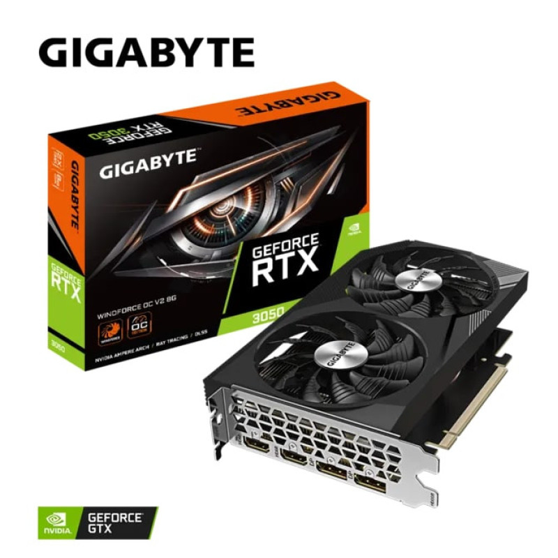 Gigabyte Видеокарта GeForce RTX 3050 8GB GDDR6 WINDFORCE OC (GV-N3050WF2OCV2-8GD)