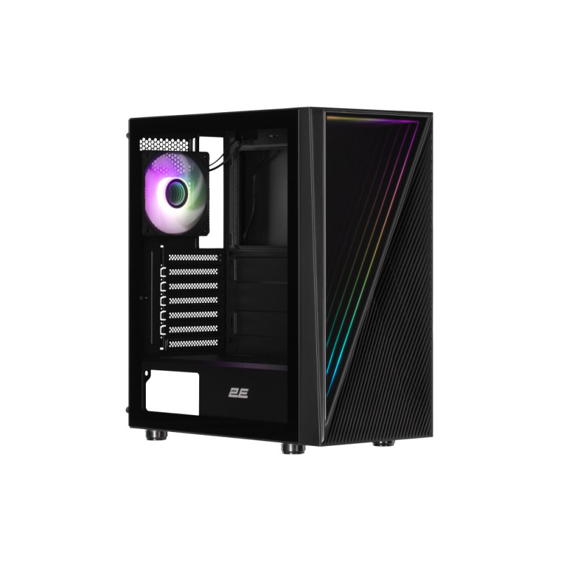 2E Gaming PC case Infinity G205A without PSU, 2xUSB3.0, 1xUSBType-C, 1x120mm ARGB, 2x120mm, VGA 345mm, LCS ready, TG Side Panel, ATX, black (2E-G205A)