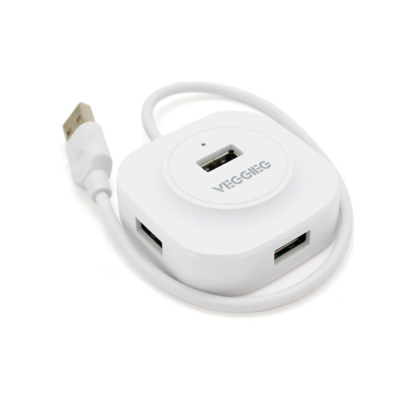 Концентратор VEGGIEG USB 2.0 to 4xUSB 0.3m white (V-U2407)