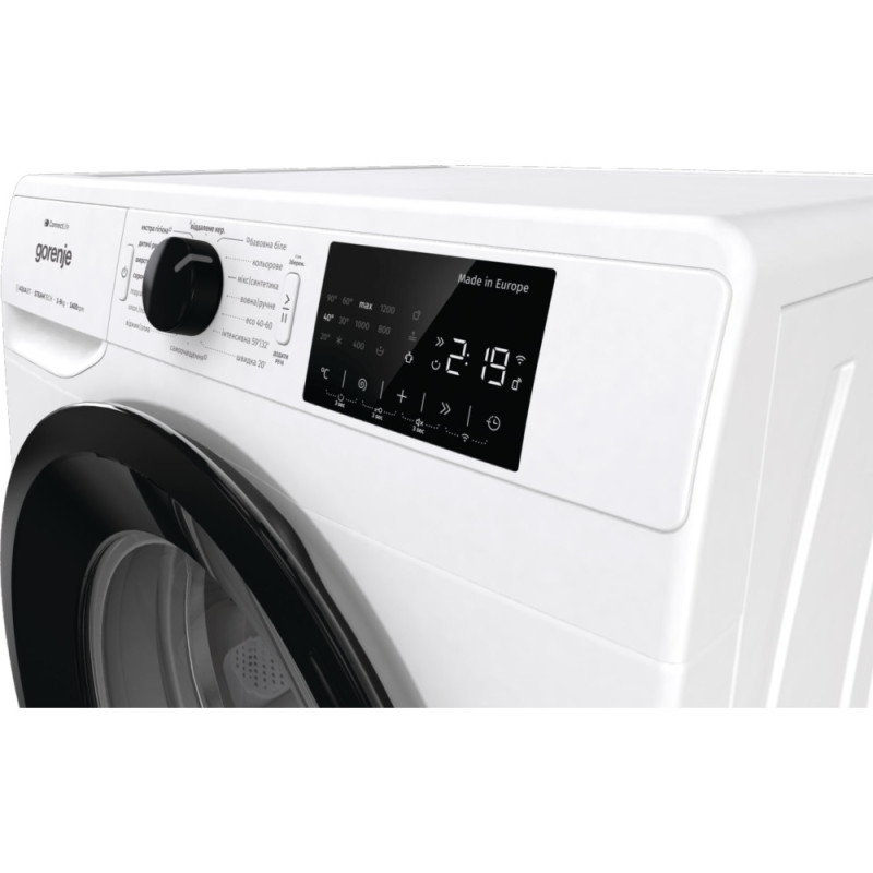 Gorenje Стиральная машина фронтальная, 9кг, 1400, A+++, 54,5см, дисплей, инвертор, пар, Wi-Fi, белый (WPNEI94A1SWIFI)