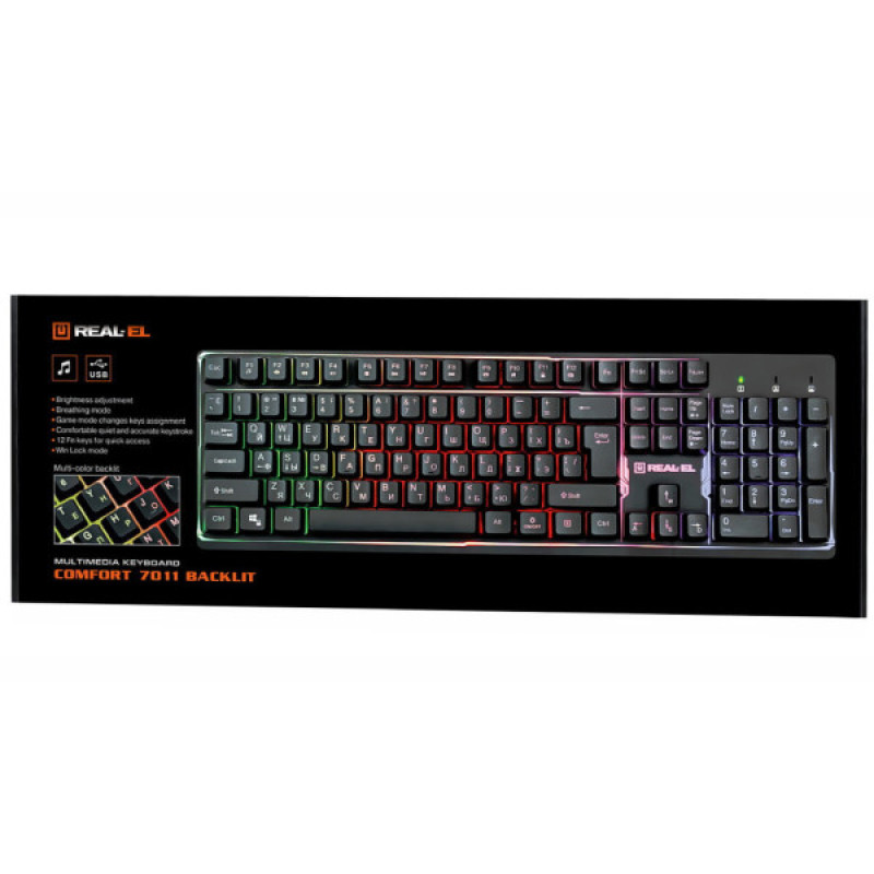 Клавиатура REAL-EL 7011 Comfort Backlit Black (EL123100043)