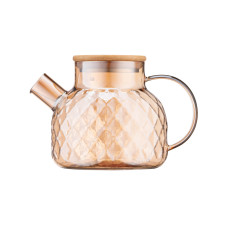 ARDESTO Teapot Golden Moon Diamond, 1000ml, borosilicate glass, bamboo, golden (AR3010GBH)
