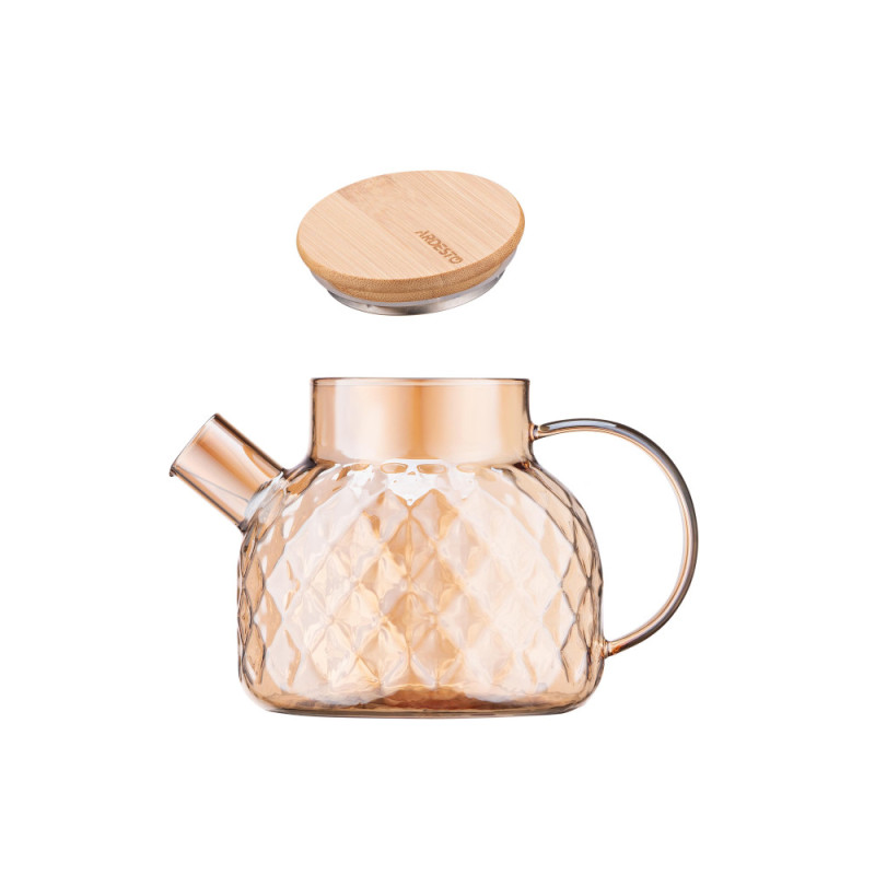 ARDESTO Teapot Golden Moon Diamond, 1000ml, borosilicate glass, bamboo, golden (AR3010GBH)