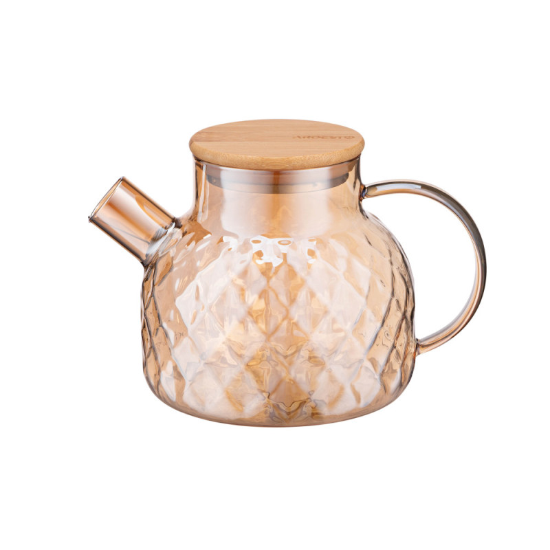 ARDESTO Teapot Golden Moon Diamond, 1000ml, borosilicate glass, bamboo, golden (AR3010GBH)