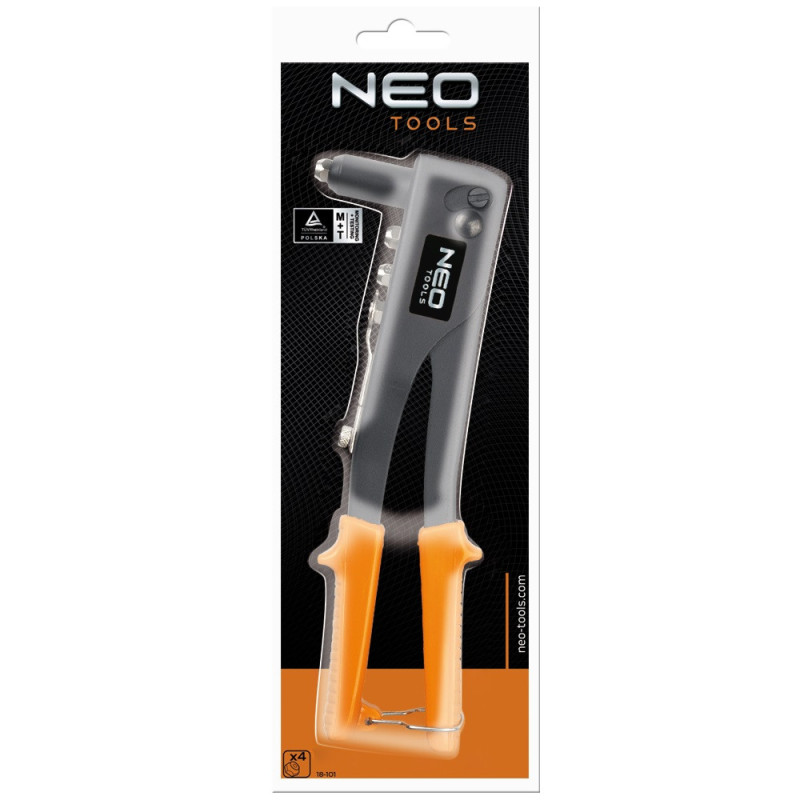 Neo Tools 18-101 Заклепочник для сталевих i алюмiнiєвих заклепок 2.4, 3.2, 4.0, 4.8 мм