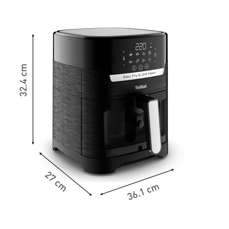 Tefal Мультипіч Easy Fry&Grill Window, 1550Вт, чаша-4.2л, сенсорне керув., 8 програм, пластик, чорний (EY506840)