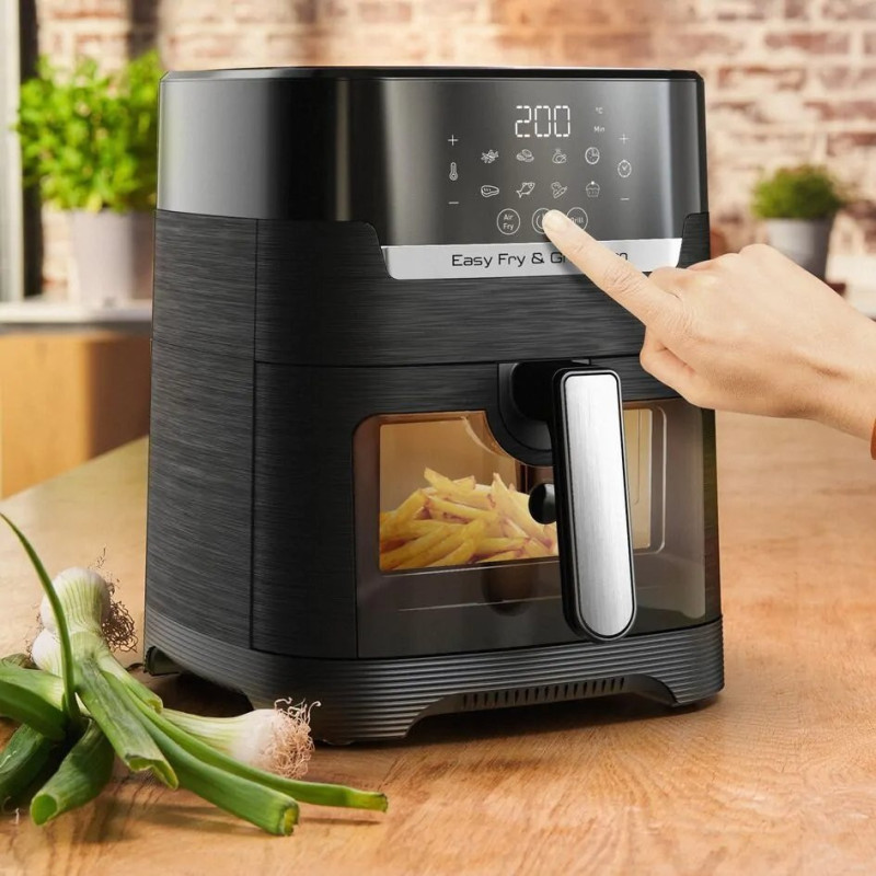 Tefal Мультипіч Easy Fry&Grill Window, 1550Вт, чаша-4.2л, сенсорне керув., 8 програм, пластик, чорний (EY506840)