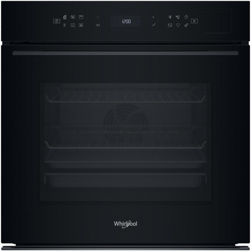Whirlpool Духовой шкаф электрический, 73л, A+, дисплей, конвекция, пиролиз, телескопические направляющие, черный (WOI7A8PT1SB)