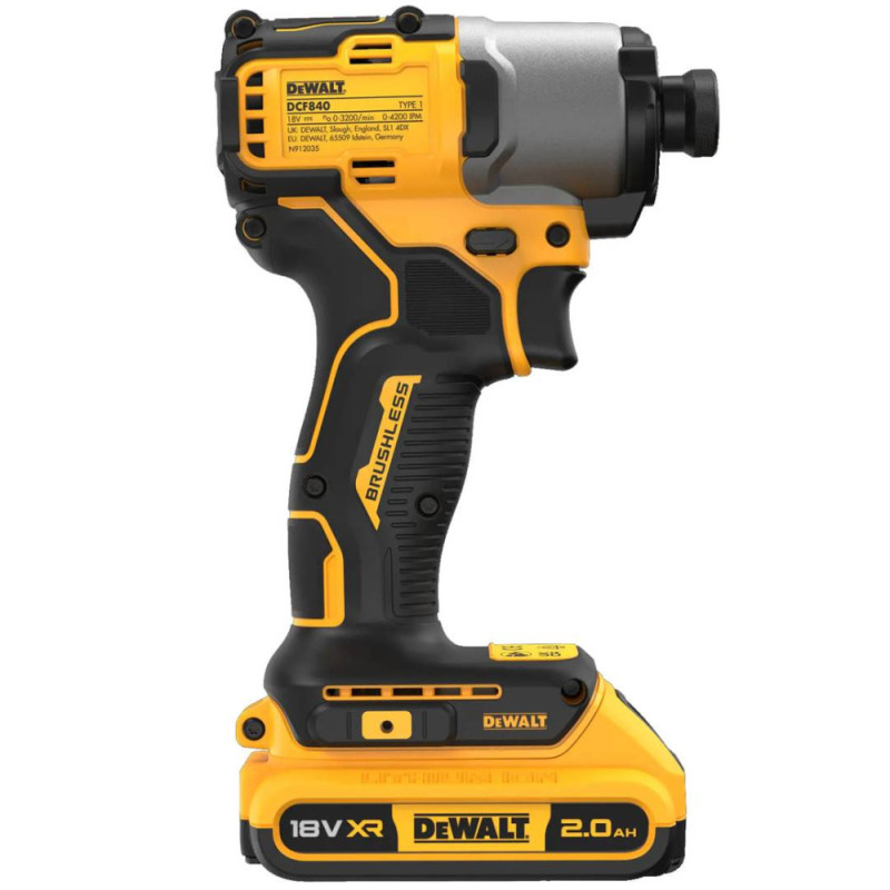 DeWALT Шурупокрут ударний акумуляторний DeWalt XR Li-Ion 18В акб 2х2А·год 192Нм 3200об/хв 4200уд/хв кейс TSTAK, ЗП 0.88кг (DCF840D2T)