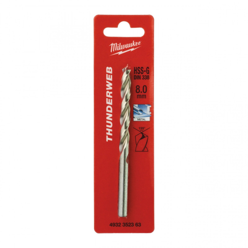Milwaukee Thunderweb HSS-G metal drill, 8x75x117mm (4932352363)