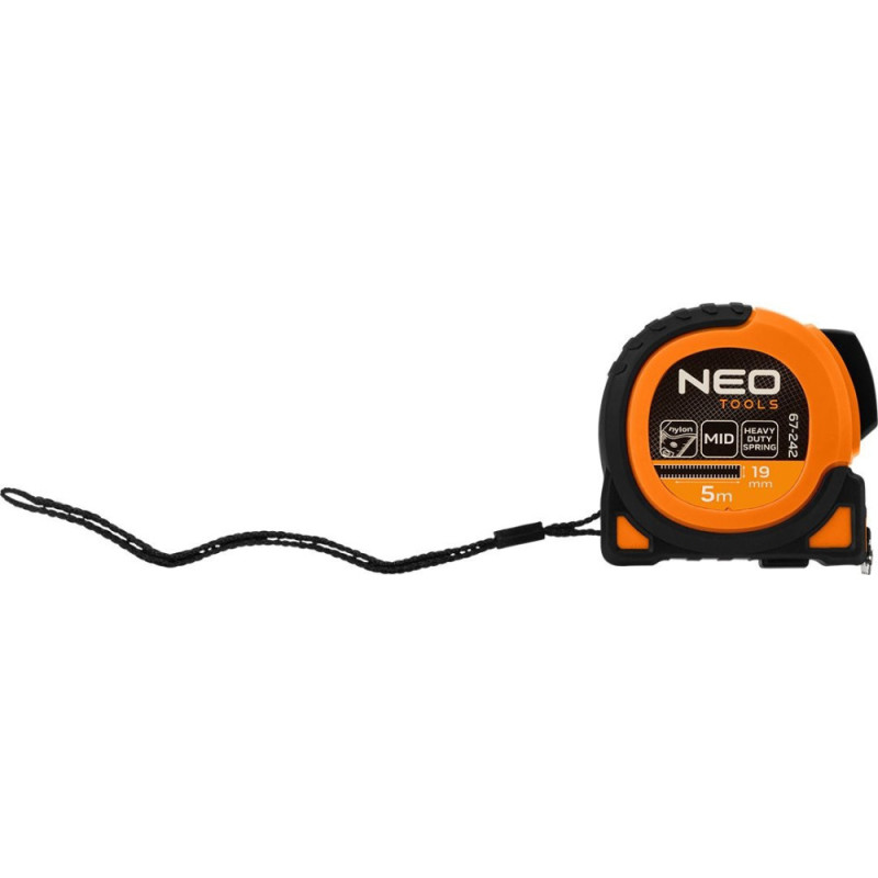Neo Tools Рулетка Super Black, 5мx19мм, з фіксатором змотування, магніт (67-242)