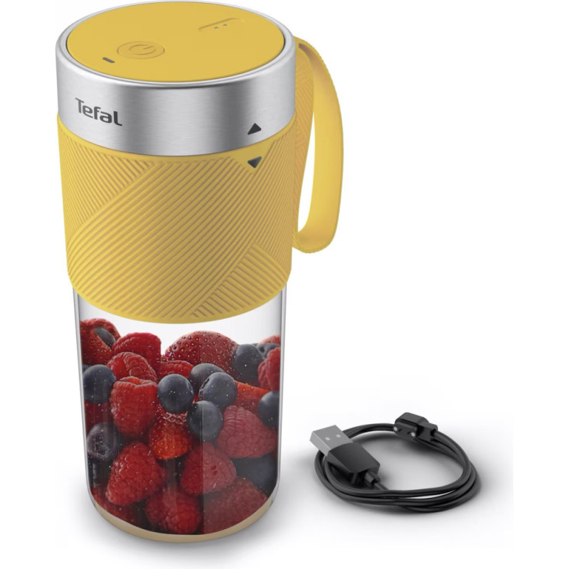 Tefal Блендер Lightmix портативный для смузи, чаша-300мл, USB, желтый (BL1C0230)