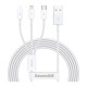 Дата кабель USB 2.0 AM to Lightning + Micro 5P + USB-C 1.5m 3.5A white Baseus (CAMLTYS-02)