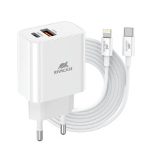 Зарядное устройство RivaCase 2хUSB-А + Type-C PD 20W+QC3.0 кабель Type-C-Lighting white (PS4102 WD5 (White))