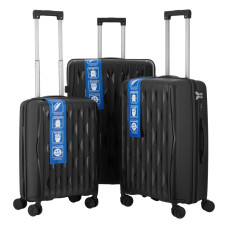 2E 2E Suitcase set 3in1, M7979, polypropylene, (L+M+S), lock (not TSA), anti theft zipper, 4 wheels, black (2E-PP-M7979-SET3-BK)