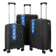 2E Набор чемоданов 2E, M7979, полипропилен, (L+M+S), молния anti theft, 4 колеса, кодовий замок, чёрный (2E-PP-M7979-SET3-BK)