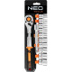 Neo Tools Набор торцевых головок, 12шт, 1/2", трещотка 90 зубцов, CrV (10-030N)