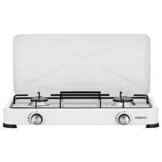 ARDESTO Gas Cooktop GTC-NS2012W, gas type LPG, 2 alum. burners, enamel body, painted grid, top lid, color: white