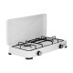 ARDESTO Gas Cooktop GTC-NS2012W, gas type LPG, 2 alum. burners, enamel body, painted grid, top lid, color: white