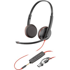 Poly Гарнітура комп'ютерна стерео On-ear Blackwire 3225, USB-A, USB-C, 3.5 мм, односпрямований, чорний (8X229AA)