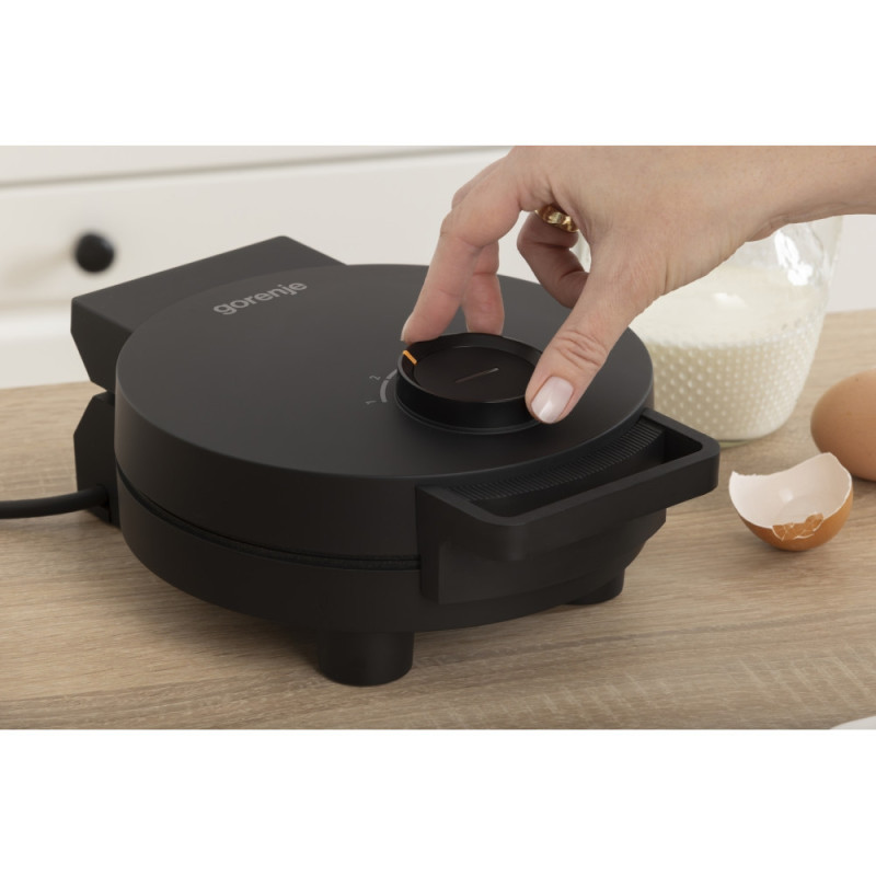 Gorenje Мини-гриль 1000Вт, алюминий, пластина д/вафель, корпус-металл, черный (WM1000B)