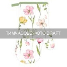 ARDESTO Рукавичка ARDESTO Spring flowers 18х30см, 100% поліестер (верх), 100% бавовна (низ), білий (ART05FL)