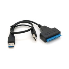 Переходник USB 3.0 AM + USB 2.0 AM to SATA 0.1m for HDD/SSD black Voltronic (YT-C3.0+2.0-SATA/0.1)